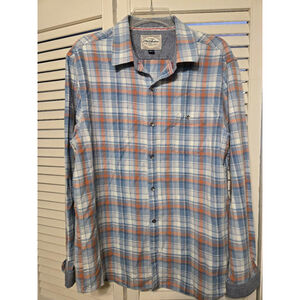 Flag & Anthem blue and peach striped long sleeve button-down shirt, sz.L